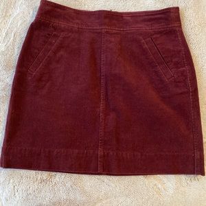 Burgundy corduroy loft skirt